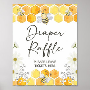Poster Diaper Raffle Signal Miel Jaune Abeille Thème