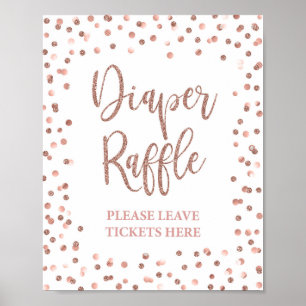 Poster Diaper Raffle Signal Rose Gold Confetti Baby showe