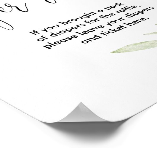 Poster Diaper raffle signe vert rose or élégant (Coin)