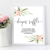 Poster Diaper raffle signe vert rose or élégant