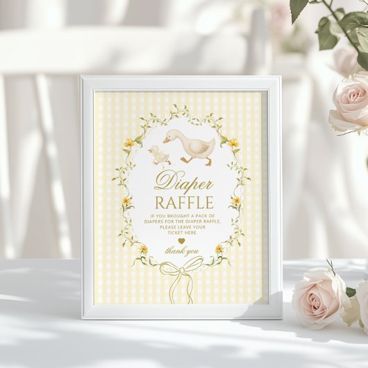 Poster Diaper raffle Silly Goose gender neutral gingham