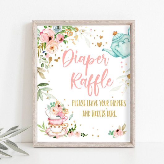 Poster Diaper Raffle Tea Party Baby Brewing Baby Shower