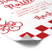 Poster Diaper raffle Whimsical Red Bow Pizza Baby Shower (Coin)