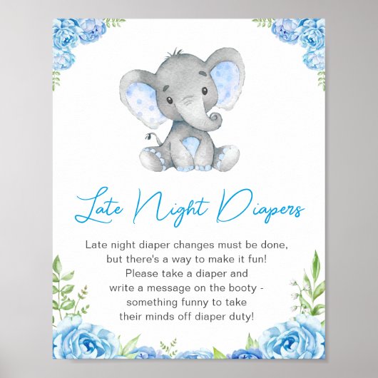 Poster Diapeurs de nuit Boy Elephant Baby shower Arachide (Devant)