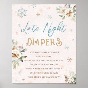 Poster Diapeurs de nuit Hiver Wonderland Baby shower