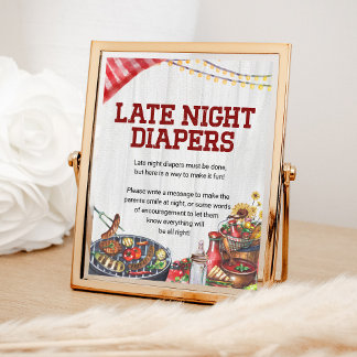 Poster Diapeurs de nuit Jardin barbecue Baby shower rusti