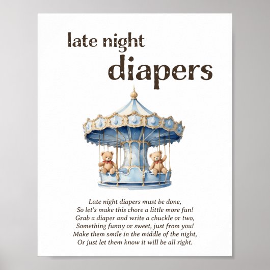 Poster Diapeurs de nuit Jeu de Baby shower de garçon jume (Devant)