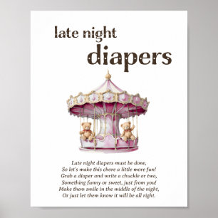 Poster Diapeurs de nuit Jeu de Baby shower Twin Girl
