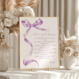 Poster Diapeurs de nuit Lavender Bow Baby shower