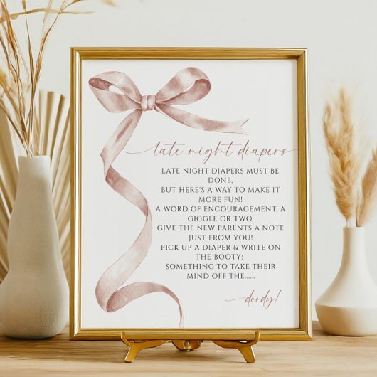 Poster Diapeurs de nuit Mocha Bow Baby shower