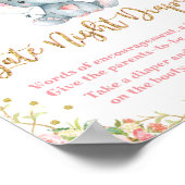 Poster Diapeurs de nuit signe Baby shower d'éléphant rose (Coin)