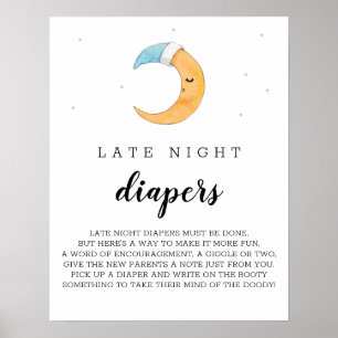 Poster Diapeurs nocturnes Lune Aquarelle Fairytale Baby