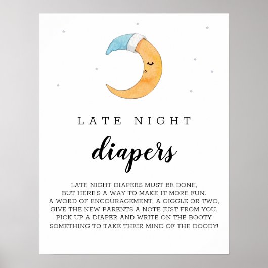 Poster Diapeurs nocturnes Lune Aquarelle Fairytale Baby (Devant)