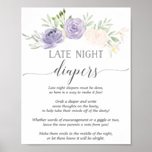 Poster Diapeurs nocturnes Pastel Purple Baby shower