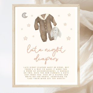Poster Diapositives de nuit Boho Baby shower Jeu