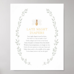 Poster Diapositives de nuit signe Baby shower d'abeilles