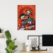 Poster Diaz de Los Muertos Skeleton Mariachi Trio (Bureau à domicile)