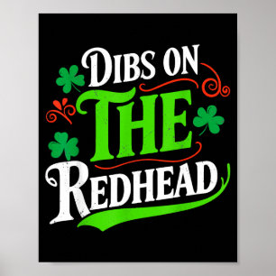 Poster Dibs sur la rousse drôle trèfle vert st patrick