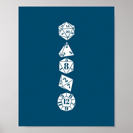 Poster Dice w20 w12 w8 table RPG rôle de géométrie de jeu (Devant)