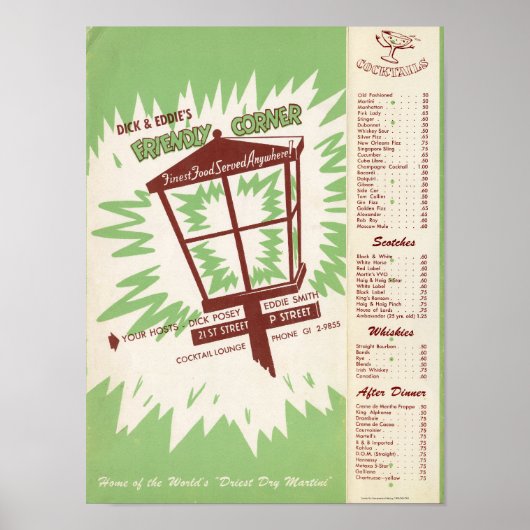Poster Dick & Eddie's Menu (Voorkant)