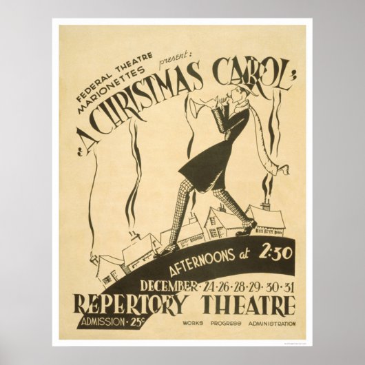 Poster Dickens Christmas Carol 1938 WPA (Devant)