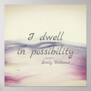Poster Dickinson, littéraire inspirant, cite aquarelle