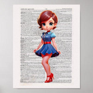 Poster Dictionnaire d'art dessin Pin UP
