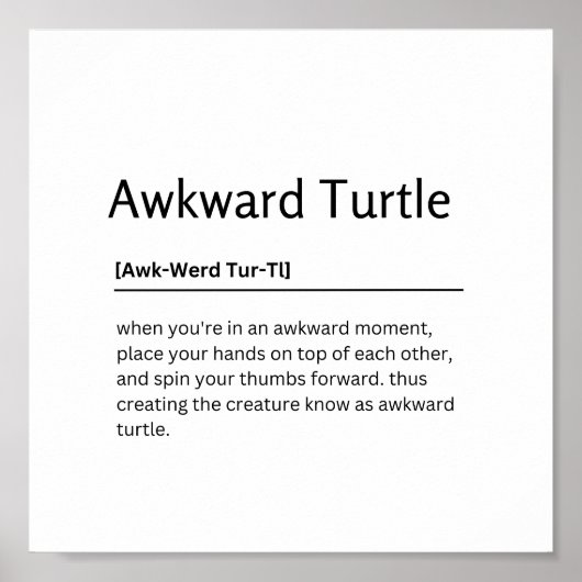 Poster Dictionnaire De Tortue Awkward Définition Drôle Ci (Devant)