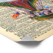 Poster Dictionnaire vintage Art Hot Air Balloon Circus (Coin)