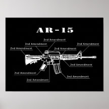 Poster d'identification des pièces AR-15 noir et b
