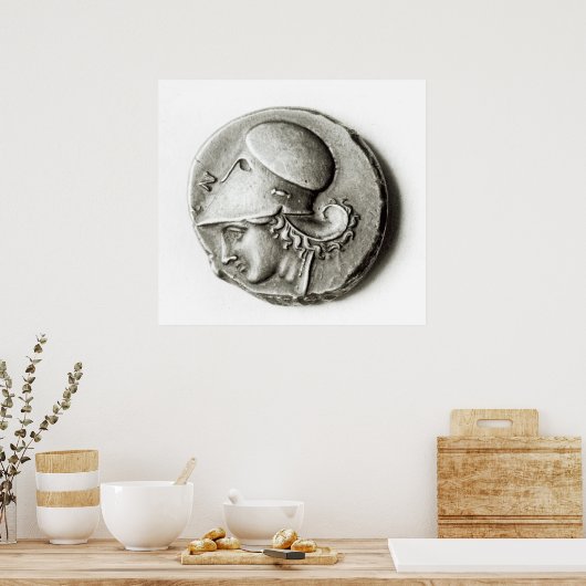 Poster Didrachma d'Héraclès : obvers représentant Athéna (Cuisine)