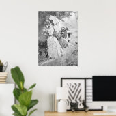 Poster Die Gartenlaube 1895, Baiser volé en noir et blanc (Bureau à domicile)