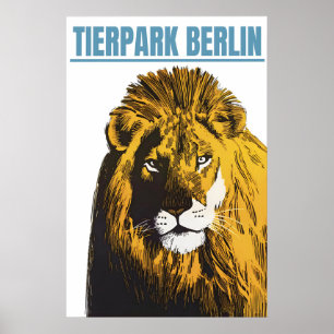 Poster Dierenpark Berlijn (leeuw) Tiergarten