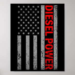 Poster Diesel Power Drapeau Usa Camion Turbo Frères Mécan