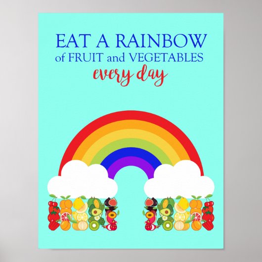 Poster Diététicien Mange un arc-en-ciel Fruit et Veg sant (Devant)