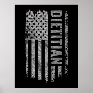 Poster Diététiste Drapeau USA design en détresse