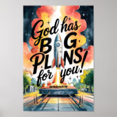 Poster Dieu a de grands plans Christian Nursery Wall Art (Devant)