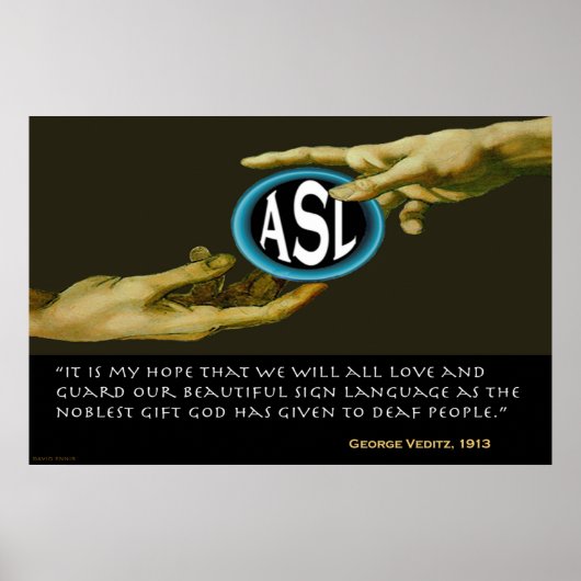 Poster Dieu A Donné ASL Aux Personnes Sourdes (36"x24") (Devant)