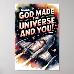Poster Dieu a fait l'univers chrétien pour les enfants