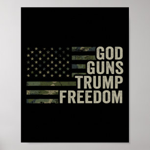 Poster Dieu Armes Trump Liberté - Drôle Camouflage Pro Ar