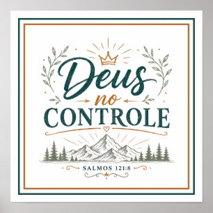 Poster Dieu au Contrôle Phrase Spirituelle Chrétienne