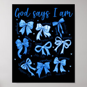 Poster Dieu au Ruban Bleu Je Suis une Fille Chrétienne Fe