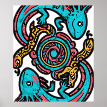 Dieu aztèque Xolotl combattant l'art tribal de la 