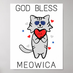 Poster Dieu Béni Meowica Funny Amérique patriotique Chat