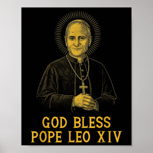 Poster Dieu Béni Nouveau Pape Léon Xiv Église catholique