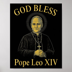 Poster Dieu Béni Nouveau Pape Léon Xiv Église catholique
