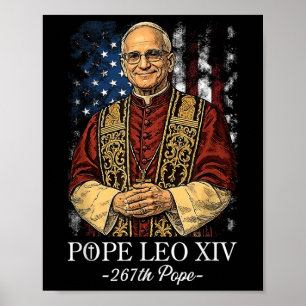 Poster Dieu Béni Nouveau Pape Léon Xiv Église catholique