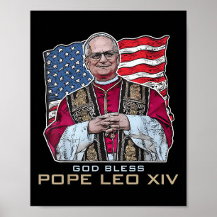 Poster Dieu Béni Pape Leo Xiv Robert Nouveau Pape Retro A