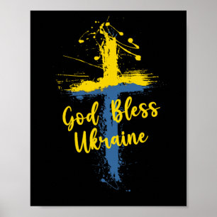 Poster Dieu bénisse la croix ukrainienne Soutien chrétien