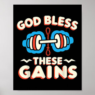 Poster Dieu Bénit Ces Gains Muscle Bodybuilding —